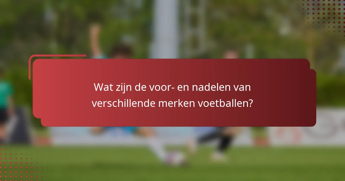Wat zijn de voor- en nadelen van verschillende merken voetballen?