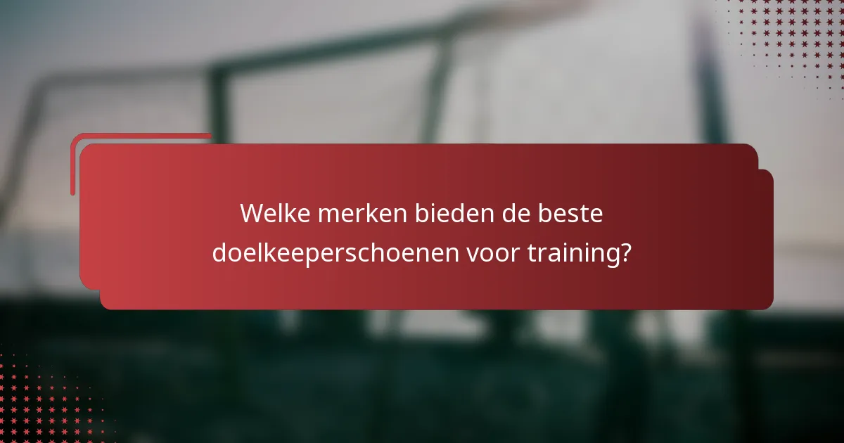Welke merken bieden de beste doelkeeperschoenen voor training?