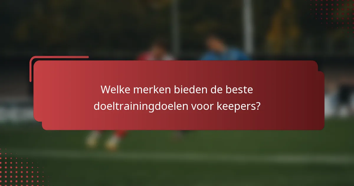 Welke merken bieden de beste doeltrainingdoelen voor keepers?